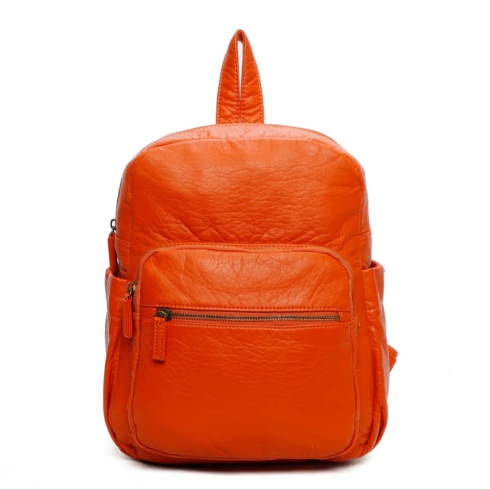 NWT Ampere Creations Marie Backpack Orange Vegan Leather Backpack